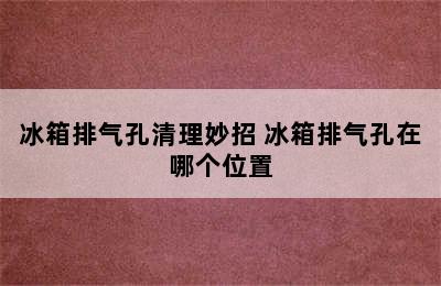 冰箱排气孔清理妙招 冰箱排气孔在哪个位置